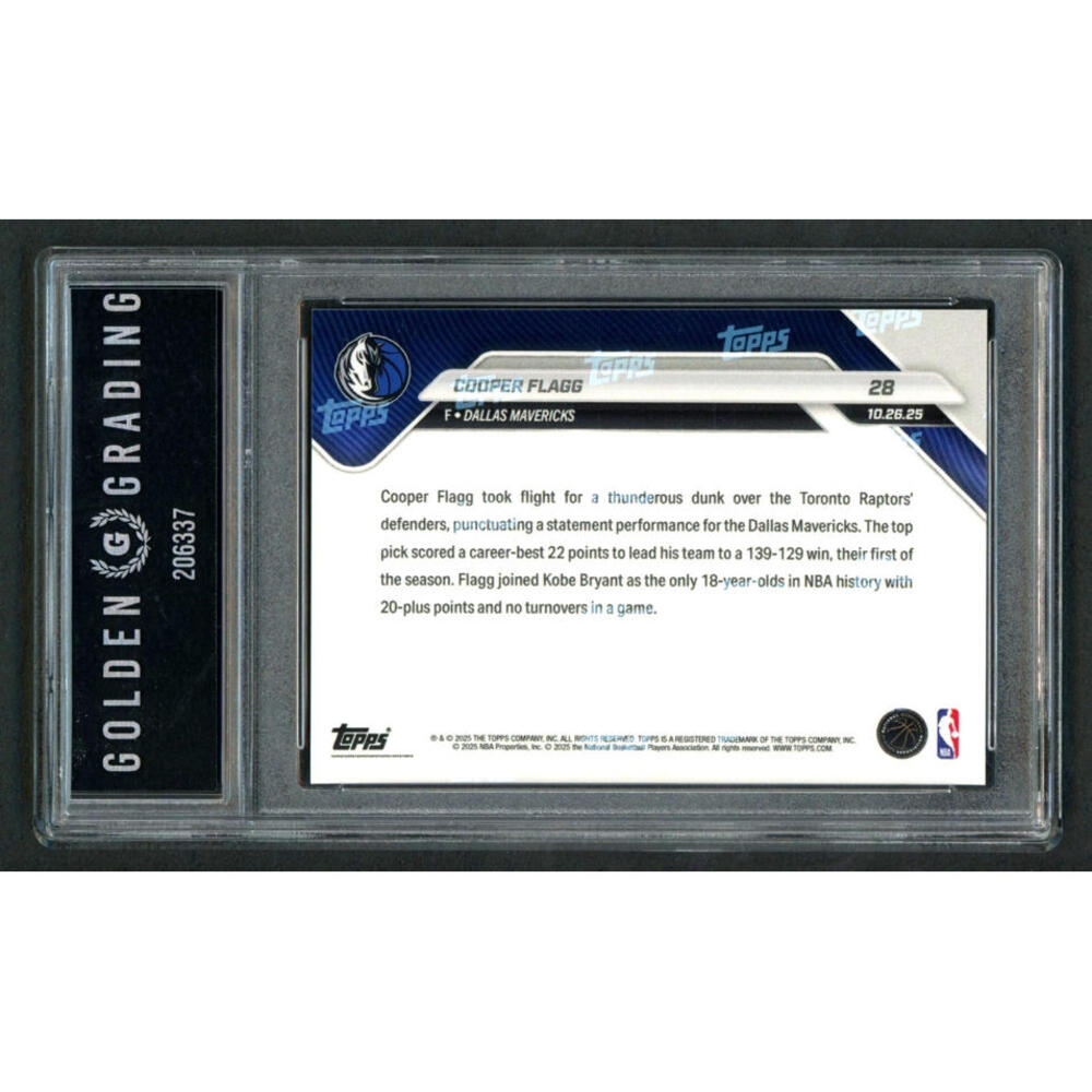 2025-26 Topps Now 1st 20 Point Game #28 Cooper Flagg Rookie  (RC) Graded Mint 9 - Picture 3 of 3